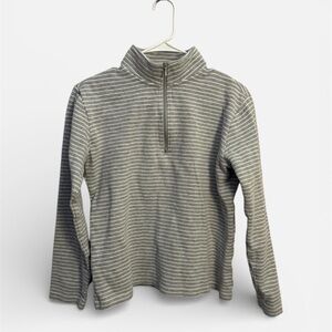 Orvis Gray and White Striped Pullover